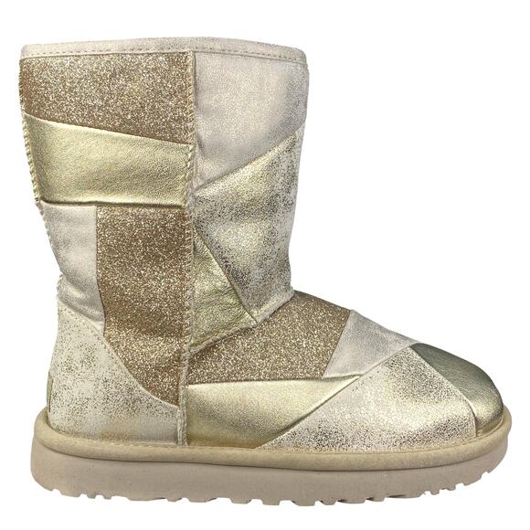 UGG Women’s Classic Short Patchwork Gold Winter Boot Size US 8 - Picture 1 of 10